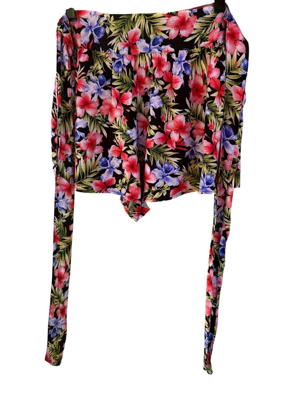 Forever 21 Floral Tie Front Shorts Women’s Large Tropical Hawaiian Boho Summer